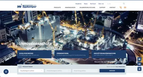 Screenshot der Startseite von tippkemper.de — B2B-Industrieunternehmen